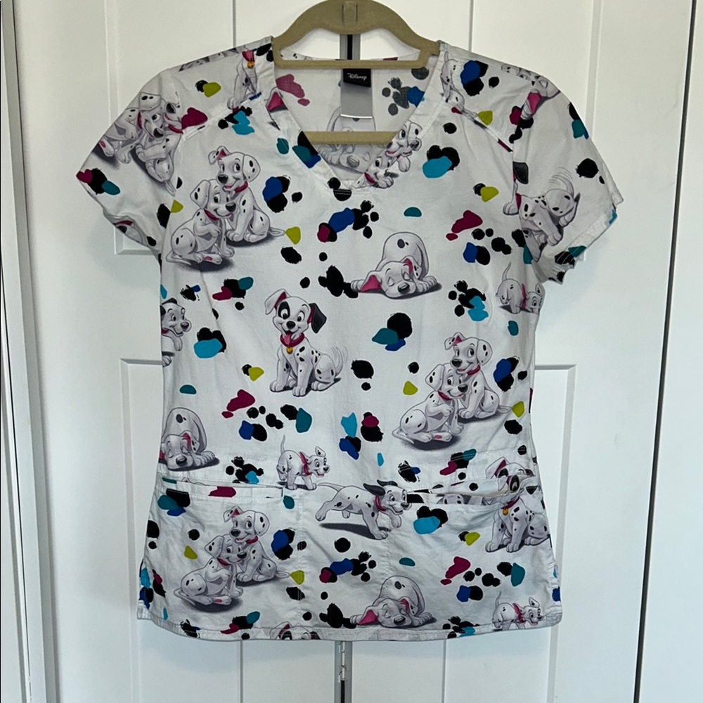 Disney Dalmatian Print Scrub Top